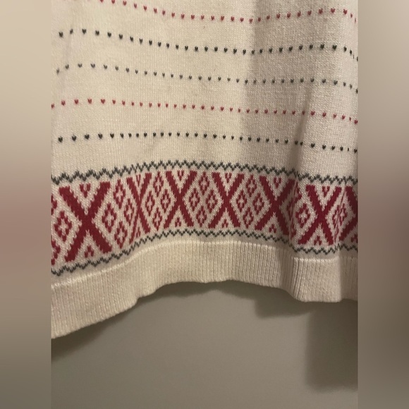 Talbots Fair Isle Cotton Cashmere Blend Cream Red Sweater Size Extra Large - Picture 9 of 11